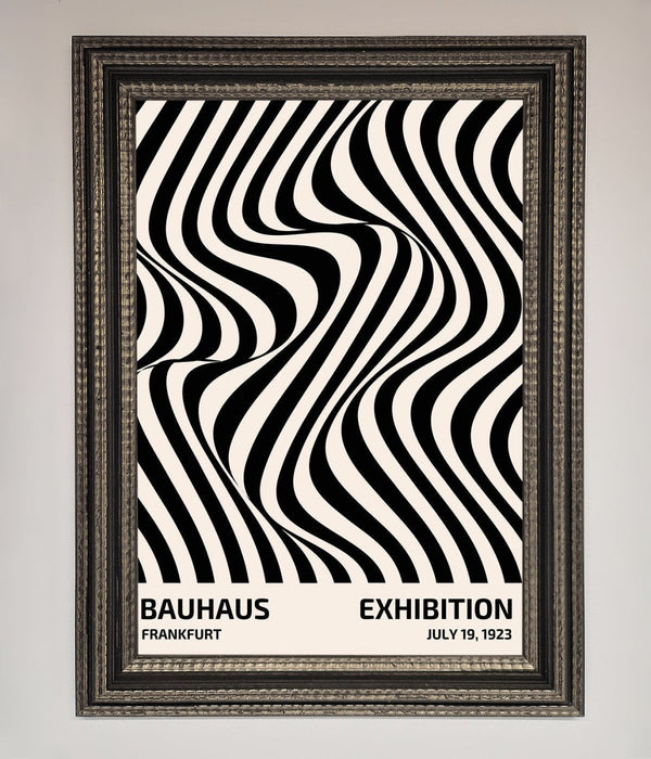 Bauhaus Wavy Black Lines Framed Poster - Hi Society