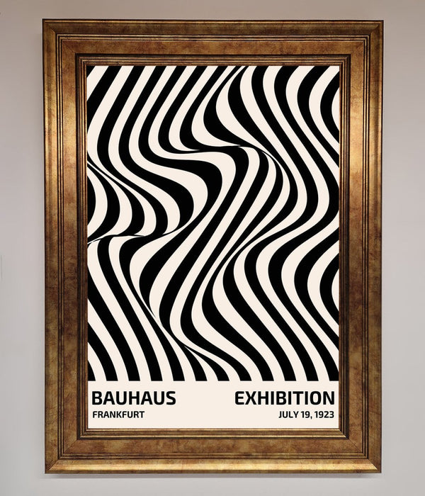 Bauhaus Wavy Black Lines Framed Poster - Hi Society