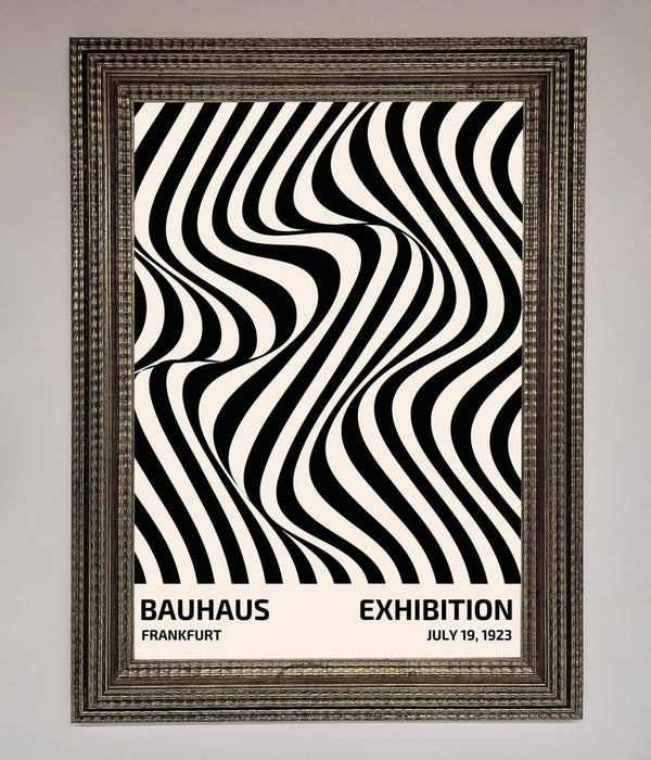 Bauhaus Wavy Black Lines Framed Poster - Hi Society