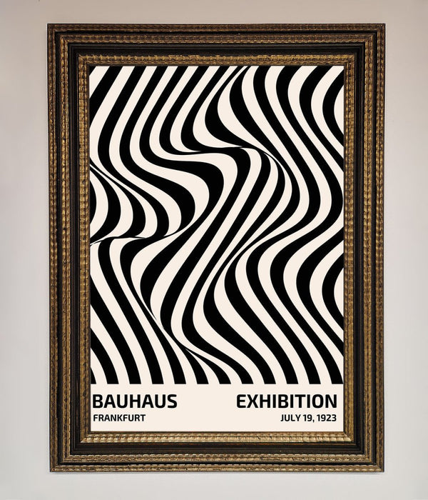 Bauhaus Wavy Black Lines Framed Poster - Hi Society