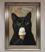 Black Cat Vanilla Icecream Funny Framed Wall Art - Hi Society