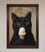 Black Cat Vanilla Icecream Funny Framed Wall Art - Hi Society