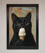 Black Cat Vanilla Icecream Funny Framed Wall Art - Hi Society
