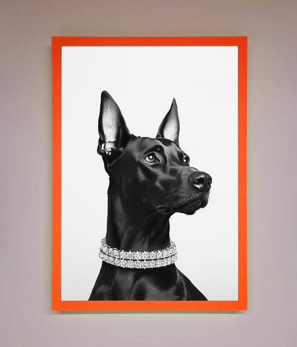 Black Doberman Diamond Neckless Framed Poster - Hi Society