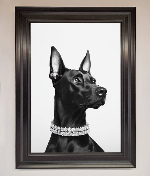 Black Doberman Diamond Neckless Framed Poster - Hi Society