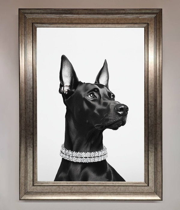 Black Doberman Diamond Neckless Framed Poster - Hi Society