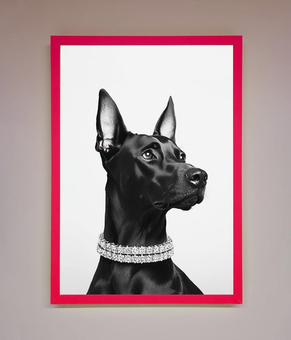 Black Doberman Diamond Neckless Framed Poster - Hi Society
