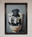Black Lab On The Toilet Framed Poster - Hi Society