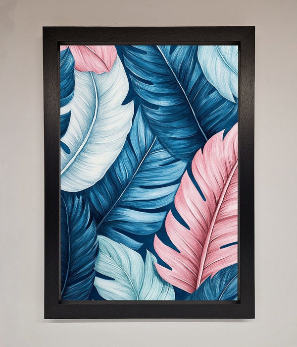 Blue And Pink Feathers Abstract Framed Print - Hi Society