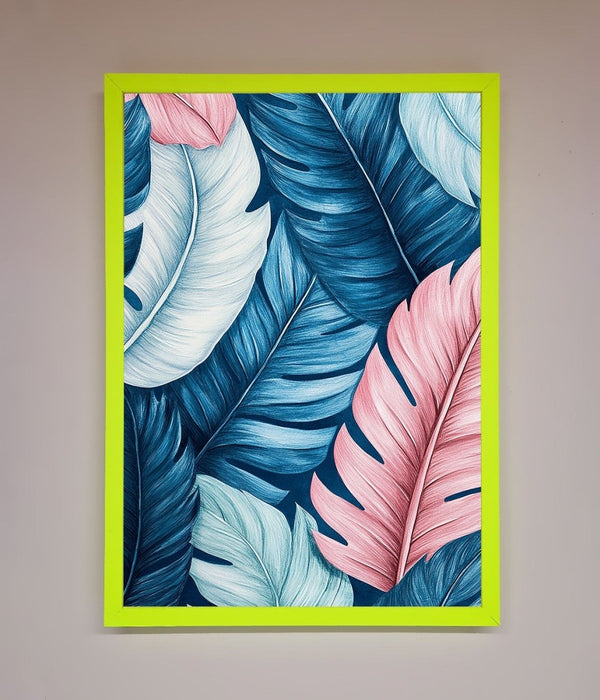 Blue And Pink Feathers Abstract Framed Print - Hi Society