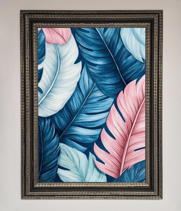 Blue And Pink Feathers Abstract Framed Print - Hi Society