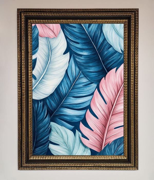 Blue And Pink Feathers Abstract Framed Print - Hi Society