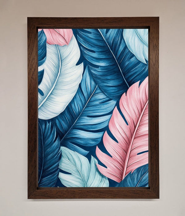 Blue And Pink Feathers Abstract Framed Print - Hi Society