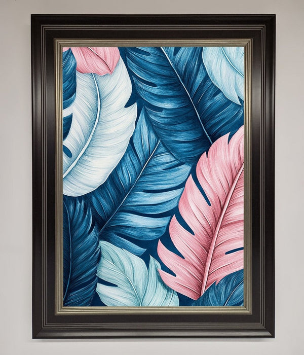 Blue And Pink Feathers Abstract Framed Print - Hi Society