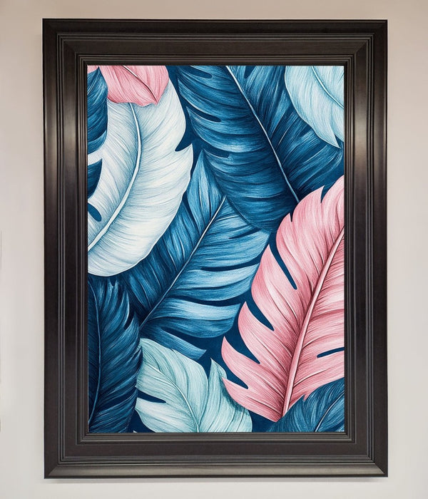 Blue And Pink Feathers Abstract Framed Print - Hi Society