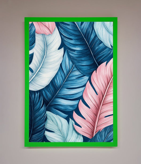 Blue And Pink Feathers Abstract Framed Print - Hi Society