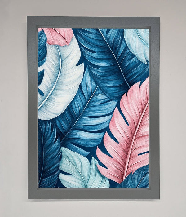 Blue And Pink Feathers Abstract Framed Print - Hi Society