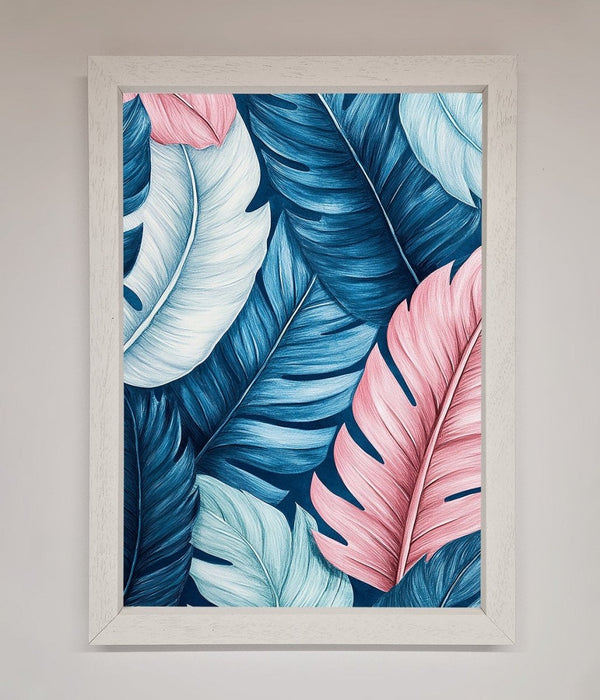 Blue And Pink Feathers Abstract Framed Print - Hi Society