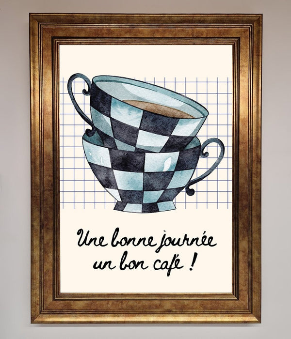 Blue Teacup Stack Kitchen Framed Wall Art - Hi Society