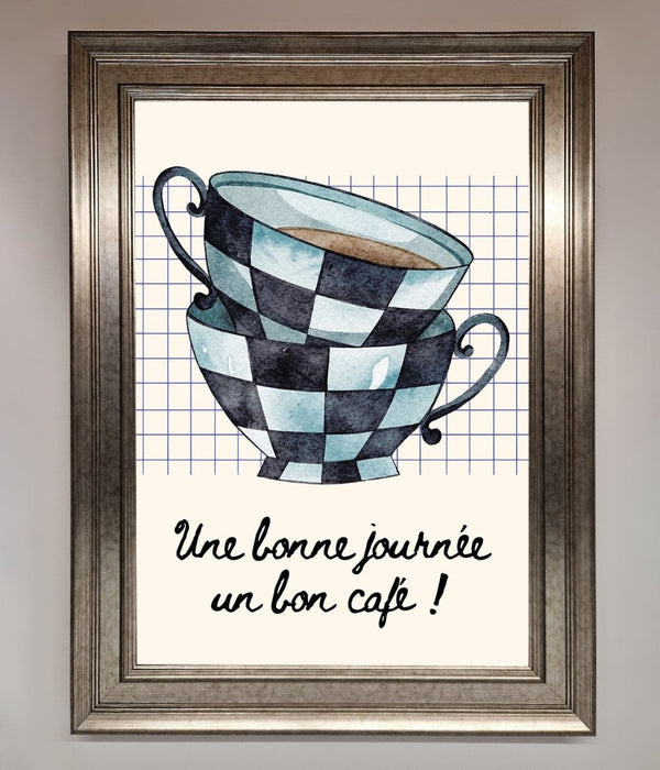 Blue Teacup Stack Kitchen Framed Wall Art - Hi Society