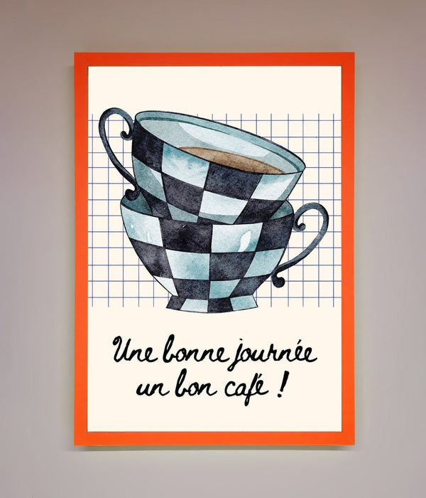 Blue Teacup Stack Kitchen Framed Wall Art - Hi Society
