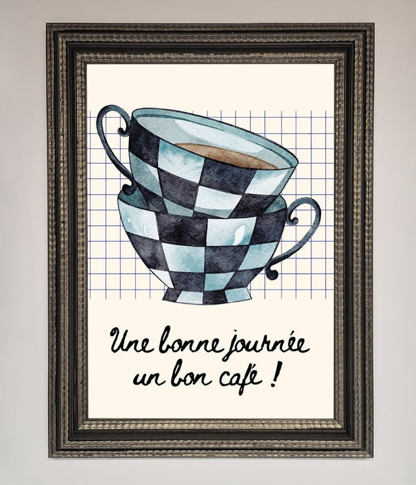 Blue Teacup Stack Kitchen Framed Wall Art - Hi Society