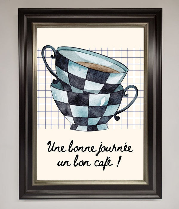 Blue Teacup Stack Kitchen Framed Wall Art - Hi Society
