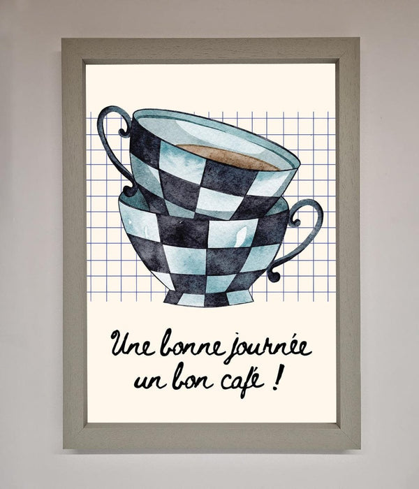 Blue Teacup Stack Kitchen Framed Wall Art - Hi Society