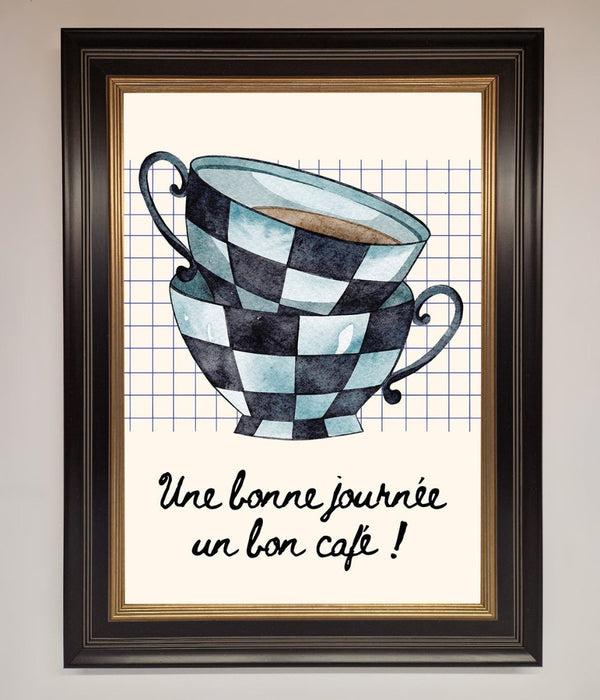 Blue Teacup Stack Kitchen Framed Wall Art - Hi Society