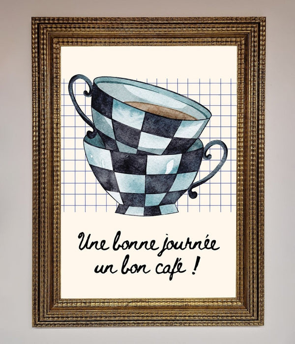 Blue Teacup Stack Kitchen Framed Wall Art - Hi Society
