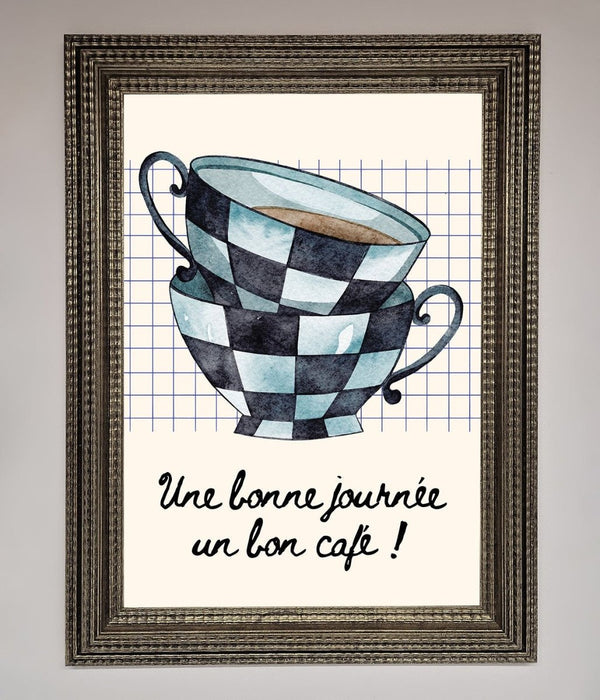 Blue Teacup Stack Kitchen Framed Wall Art - Hi Society