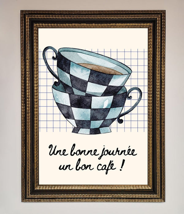 Blue Teacup Stack Kitchen Framed Wall Art - Hi Society