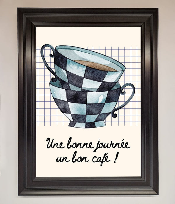 Blue Teacup Stack Kitchen Framed Wall Art - Hi Society
