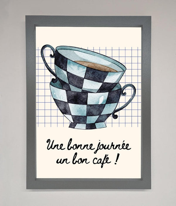 Blue Teacup Stack Kitchen Framed Wall Art - Hi Society