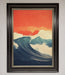 Blue Waves Crash Red Sunset Framed Poster - Hi Society