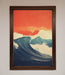 Blue Waves Crash Red Sunset Framed Poster - Hi Society