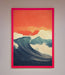 Blue Waves Crash Red Sunset Framed Poster - Hi Society