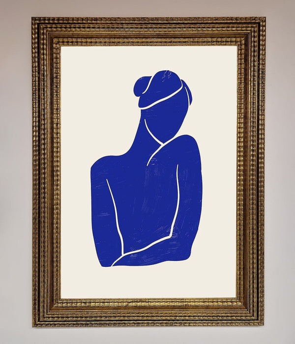 Blue Woman Matisse Style Framed Poster - Hi Society