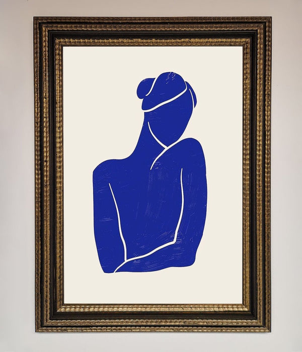 Blue Woman Matisse Style Framed Poster - Hi Society