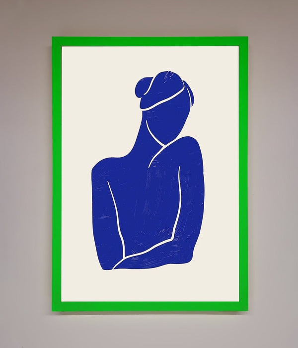 Blue Woman Matisse Style Framed Poster - Hi Society
