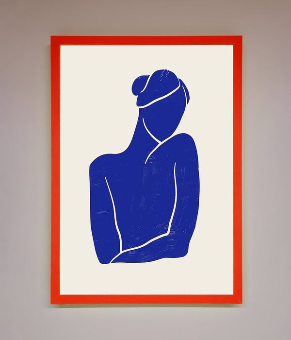 Blue Woman Matisse Style Framed Poster - Hi Society