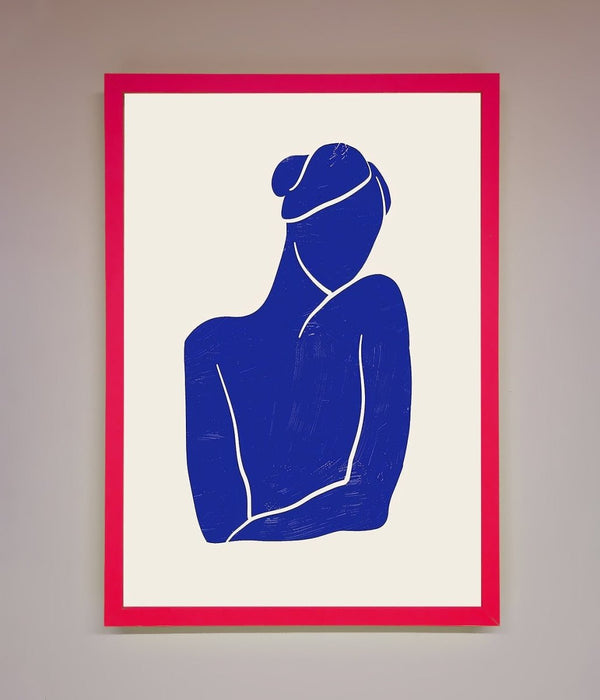 Blue Woman Matisse Style Framed Poster - Hi Society