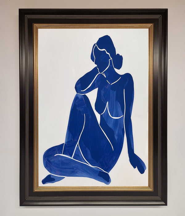 Blue Woman Pose Matisse Style Framed Print - Hi Society