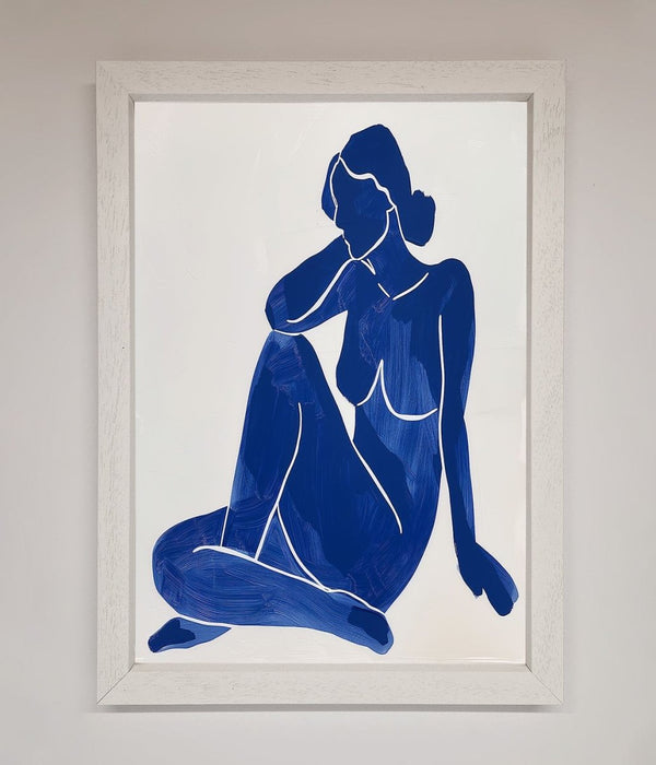 Blue Woman Pose Matisse Style Framed Print - Hi Society