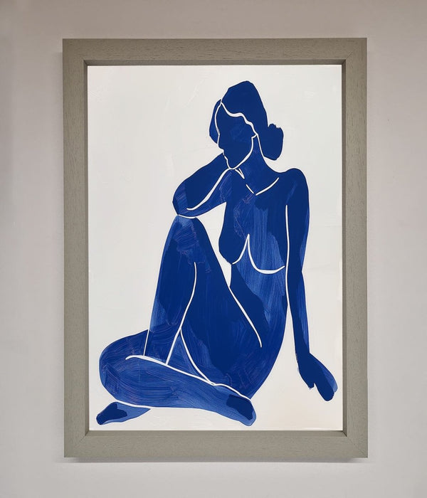 Blue Woman Pose Matisse Style Framed Print - Hi Society