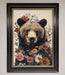 Brown Grizzly Bear Floral Framed Print - Hi Society