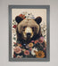 Brown Grizzly Bear Floral Framed Print - Hi Society