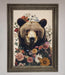 Brown Grizzly Bear Floral Framed Print - Hi Society