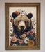 Brown Grizzly Bear Floral Framed Print - Hi Society