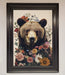 Brown Grizzly Bear Floral Framed Print - Hi Society